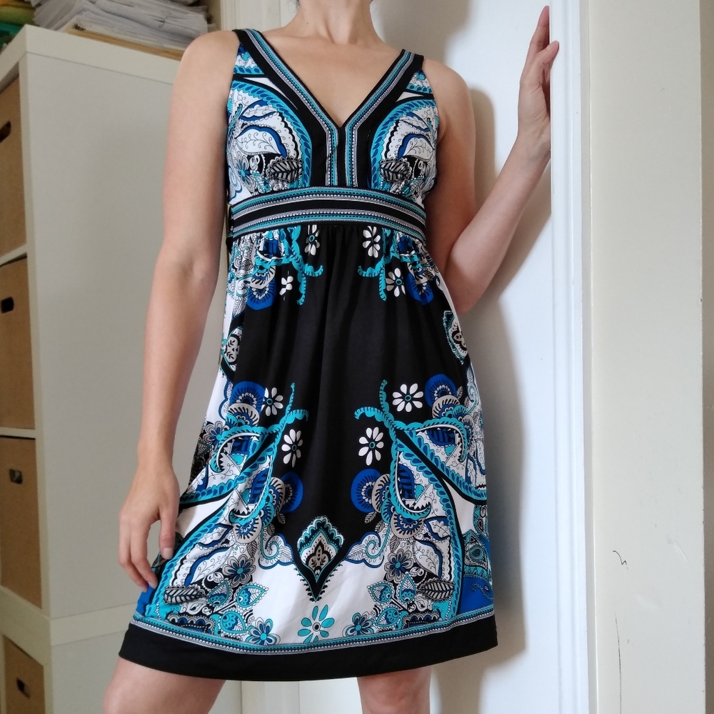 NEW Blue Dress Flare Dress XS S
